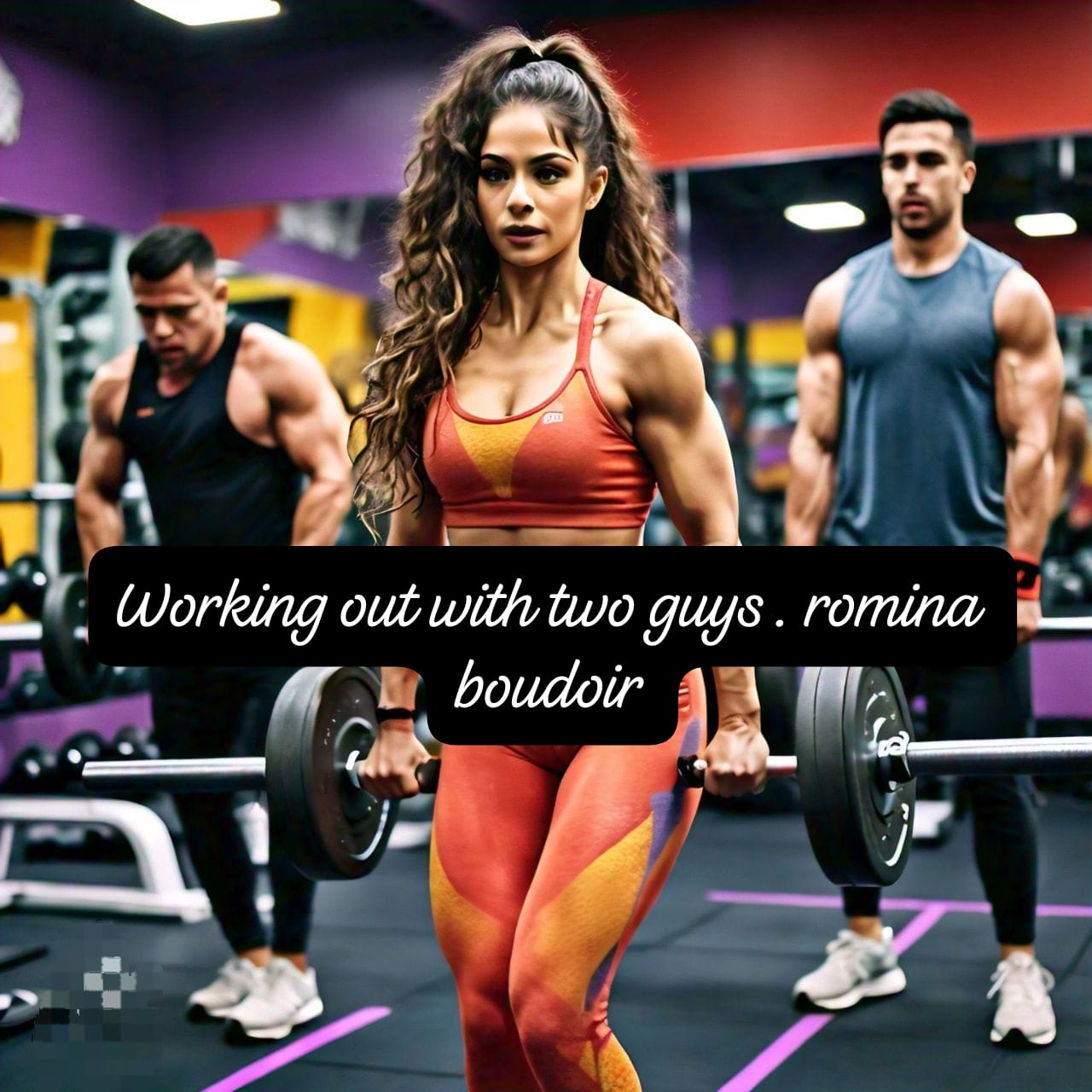 working out with two guys . romina boudoir
